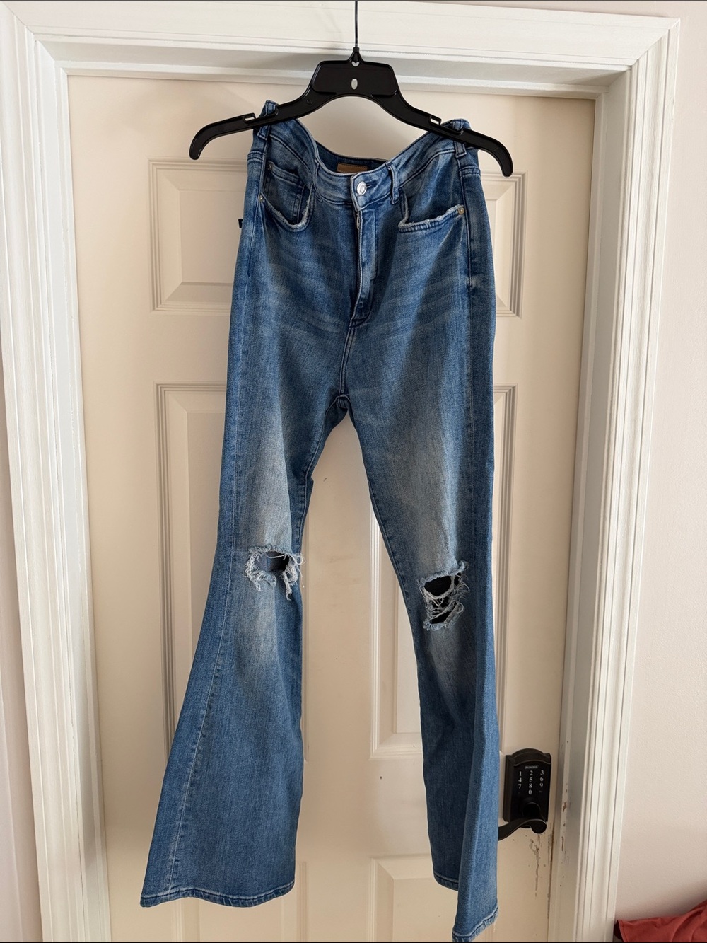 Pilcro Distressed Blue Flare Jeans